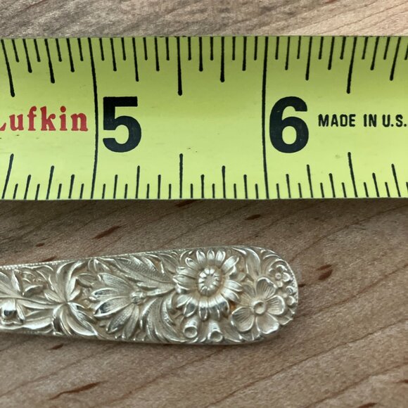 S Kirk & Son Repousse Sterling Silver Salad Fork 6.25" Antique w/Monogram. - Picture 7 of 7